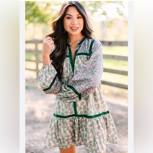 Shop the Mint: Going Back Sand Brown Mixed Print Dress